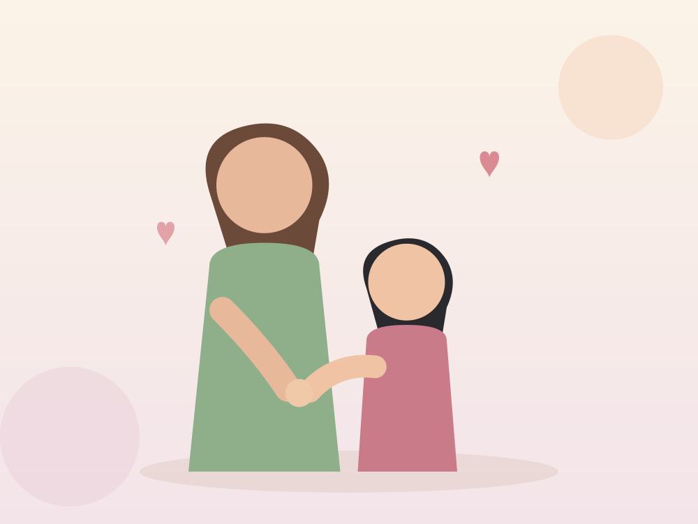 Mãe segurando a mão do filho adolescente, gesto de apoio